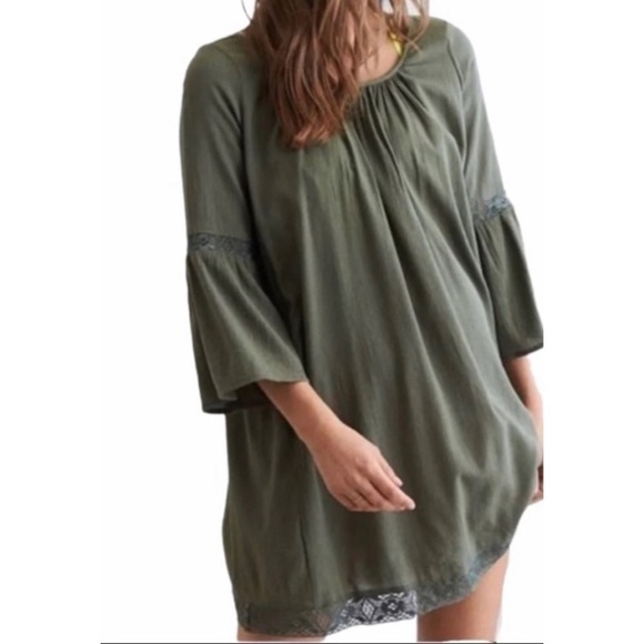 Aerie Peasant Green Oversized Scoop Back Dress Size Small - Picture 16 of 16